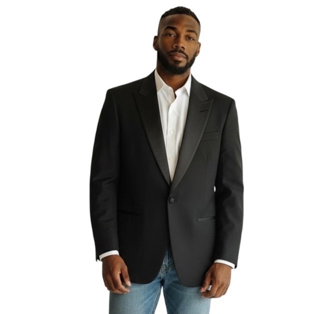 Christian Dior Monsieur VINTAGE Black Satin‎ Lapel Tuxedo Blazer Jacket Mens 40S